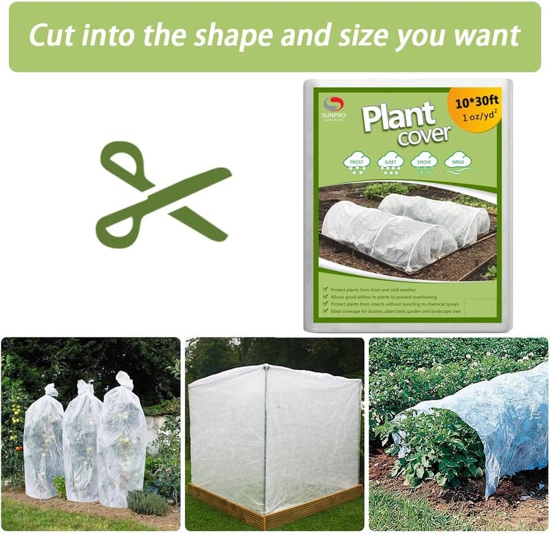 SUN PRO Plant Covers Freeze Protection,10Ft x 30Ft 1.0 oz/yd² Reusable Floating Row Cover, Freeze Protection Plant Blankets for Cold Weather (Support Hoops Not Included) - Image 5